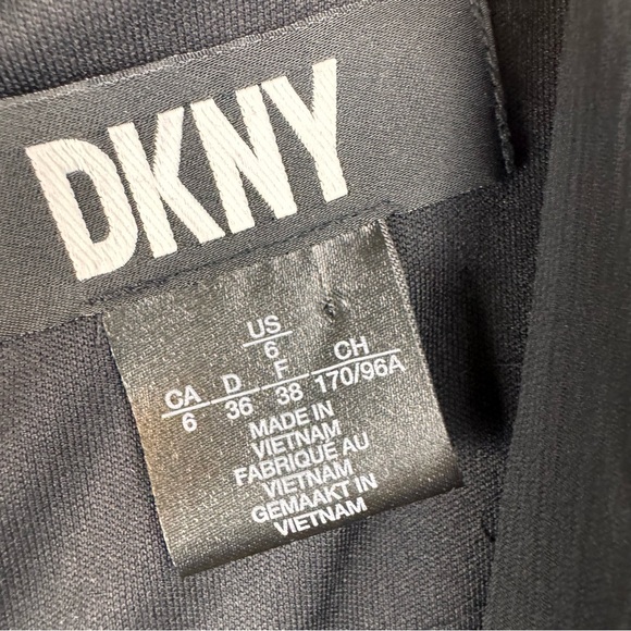 NWT DKNY Black Floral Wrap Mock Wrap Midi Dress Size 6 Sheer Long Sleeve - Picture 10 of 12